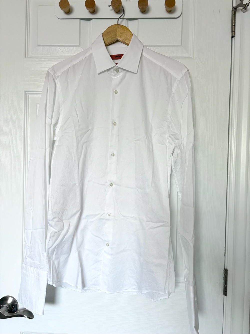 Hugo Boss White Men's French Cuff Dress Shirt
